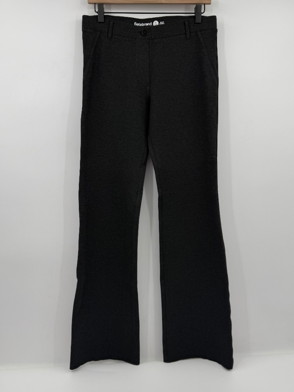 Betabrand Pants Women Medium Long Dark Gray Pull On Bootcut High Rise Stretch
